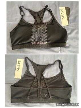 NWT Shape Ensemble Sports Bra in Black G-Force Print - Sz Large